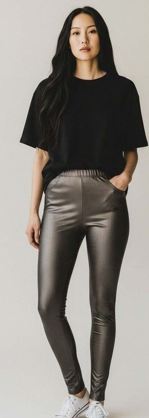 Lysse New York Faux Leather Leggings Size S Bronze